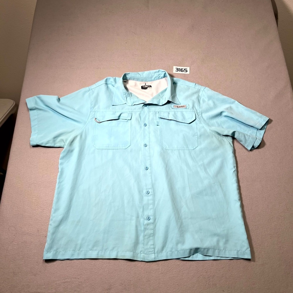 Habit Shirt Mens 2XL‎ Blue Mesh Lined Short Sleeve Button Up Ventilated Back